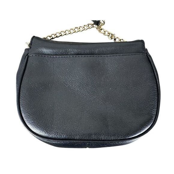 Michael Kors Bedford Flap Black Leather Front Chain Strap‎ Crossbody Bag - Picture 2 of 12